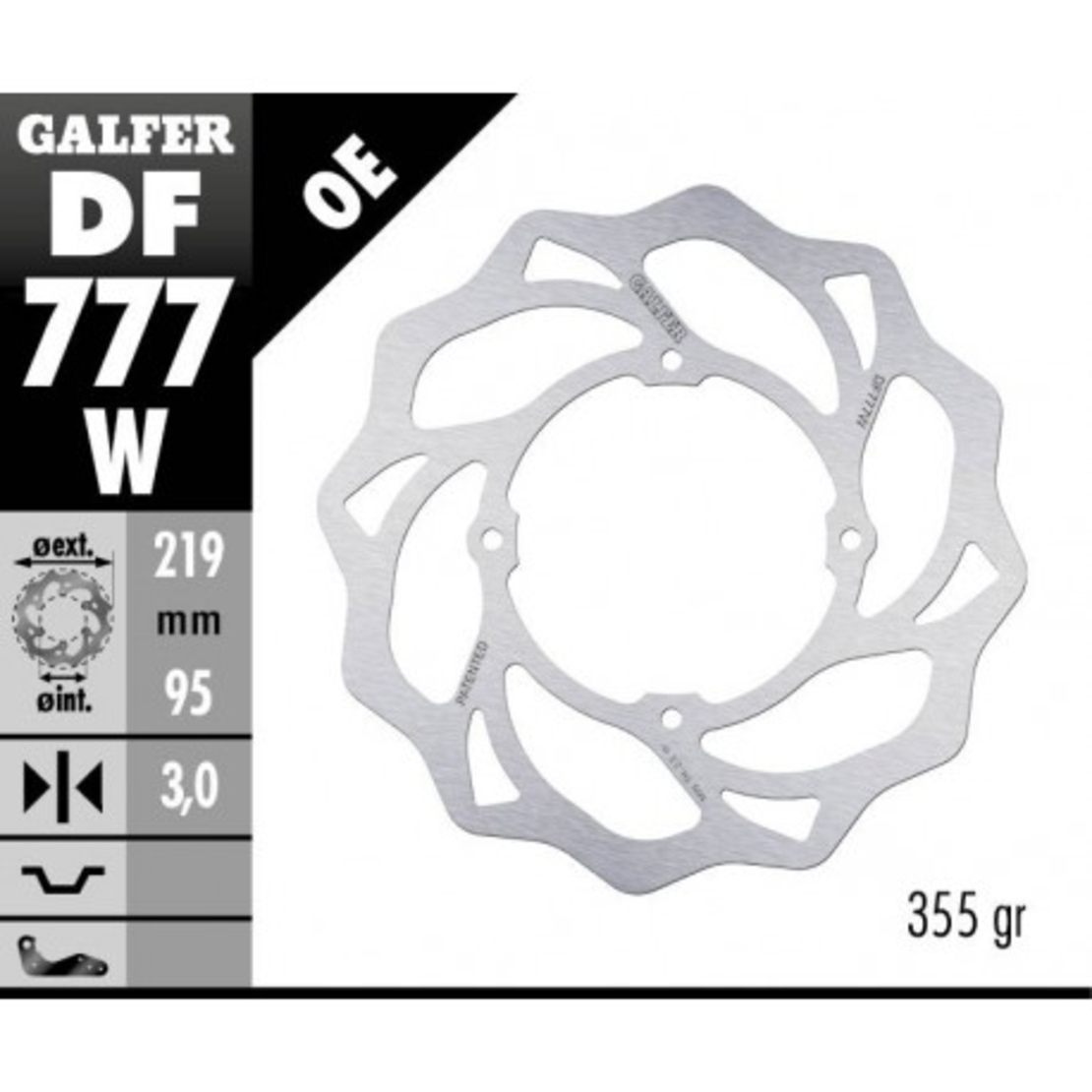 Преден спирачен диск Galfer WAVE FIXED  DISC WAVE FIXED 219x3mm DF777W