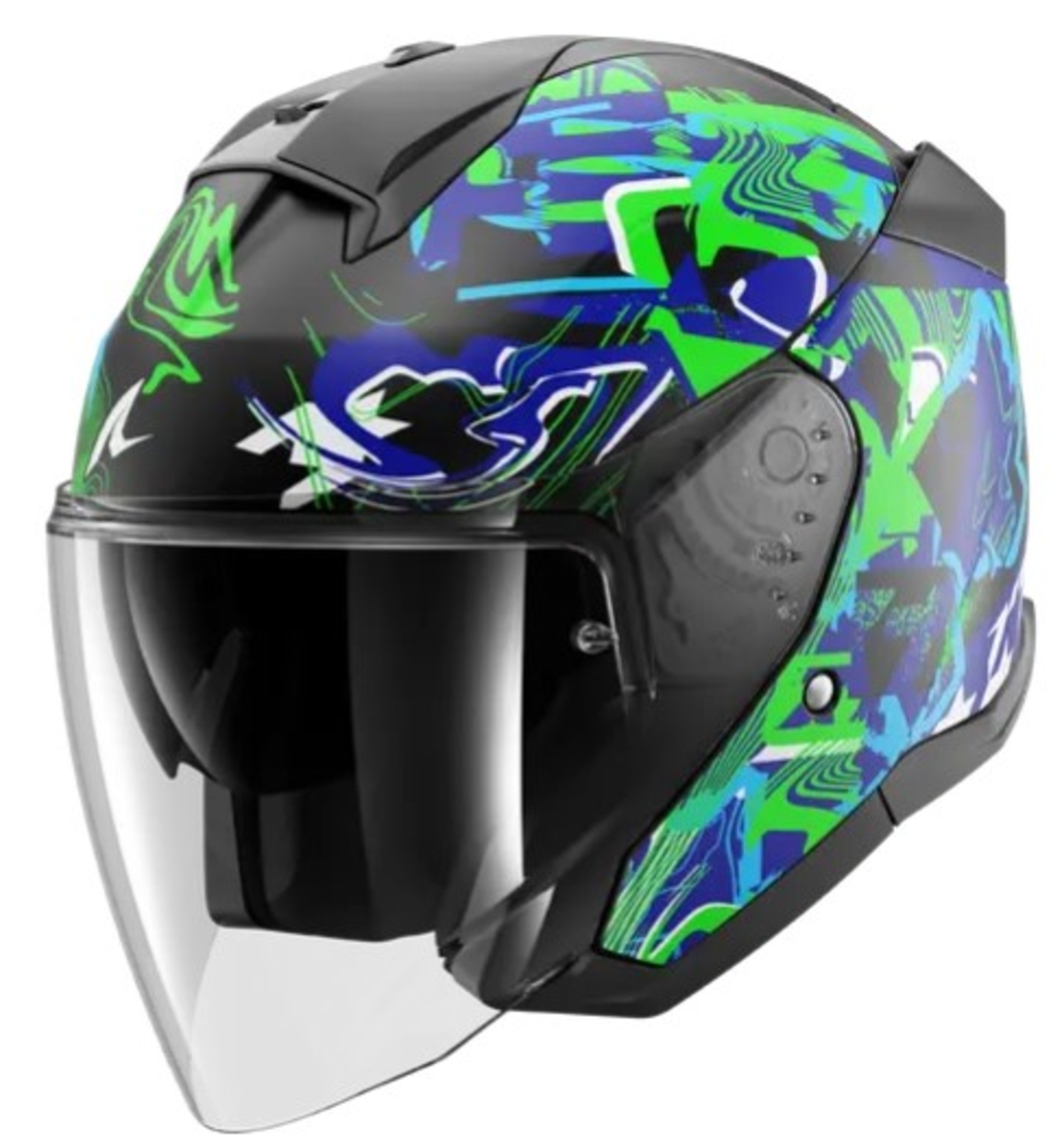 Каска за скутер SHARK SKWAL JET PRANZ Mat Black/Green/Blue