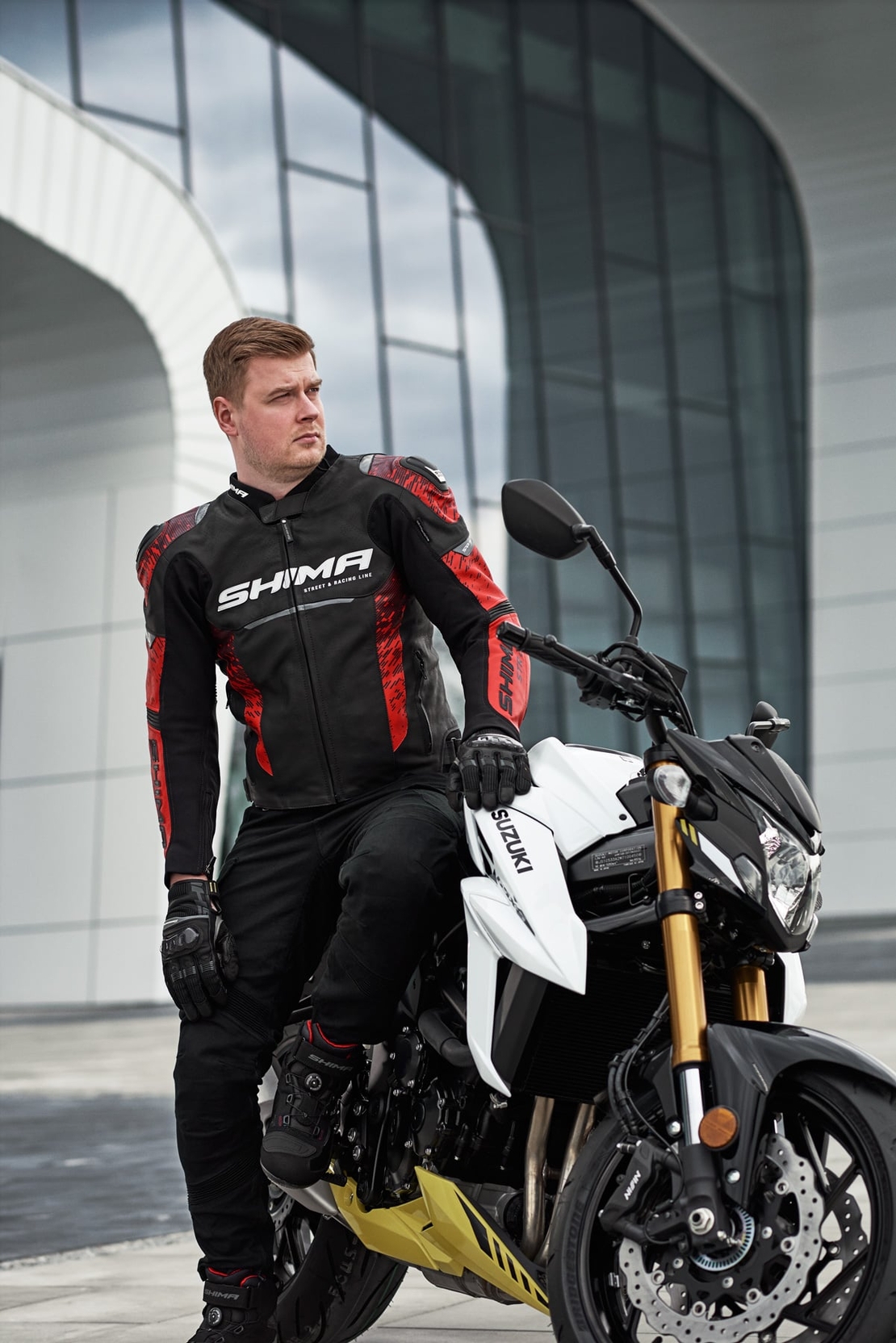 Кожено мото яке SHIMA STR 2.0 RED FLUO