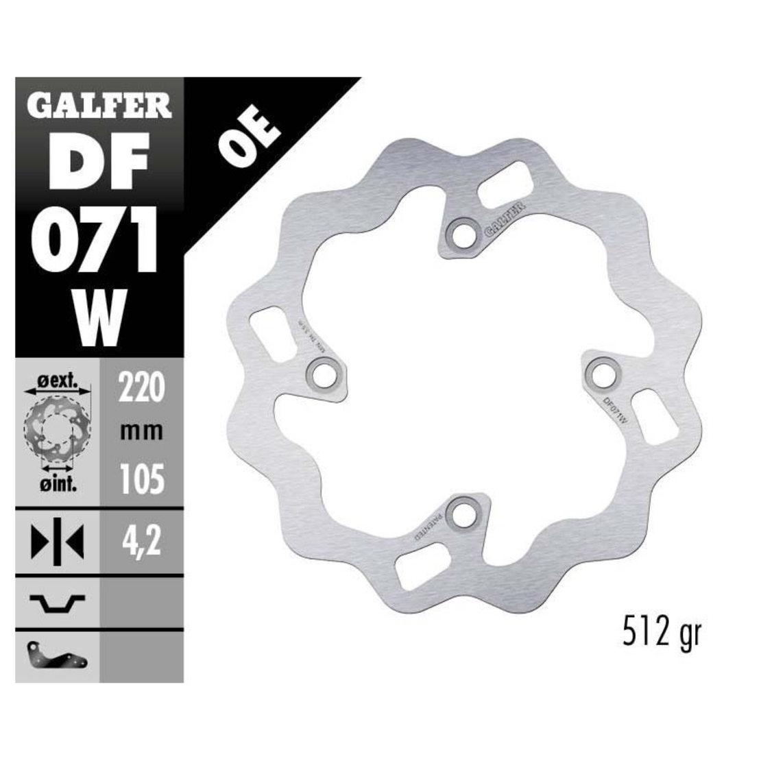 Преден/Заден спирачен диск Galfer WAVE FIXED  DISC WAVE FIXED 220x4mm DF071W