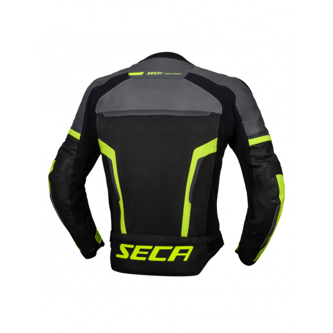 Кожено мото яке SECA HOOLIGAN TITANIUM/FLUO YELLOW