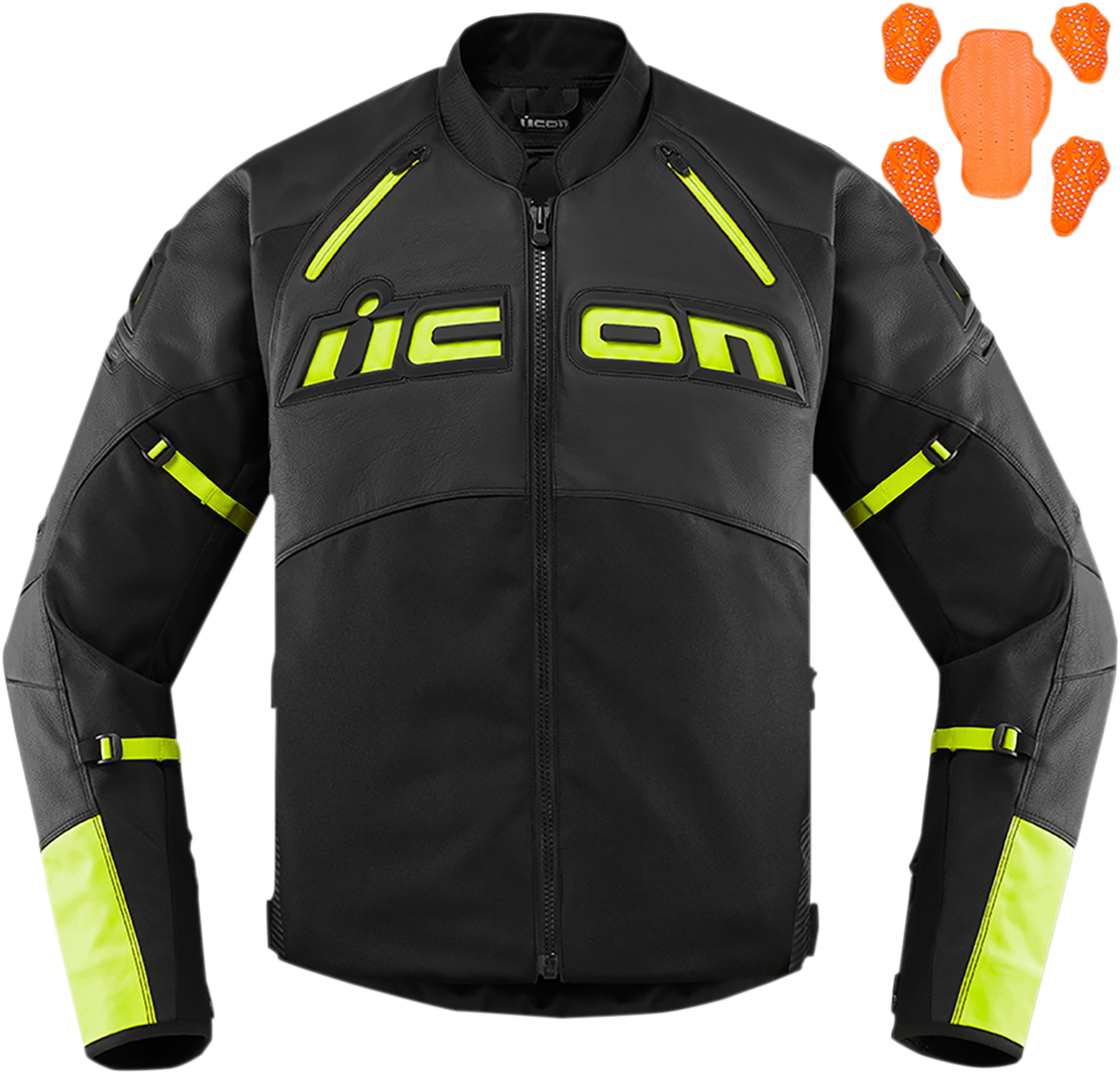 Мото яке ICON CONTRA2 LEATHER HI-VIZ