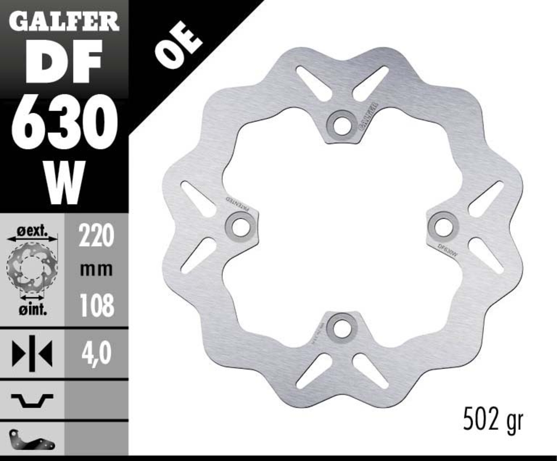 Заден спирачен диск Galfer WAVE FIXED  DISC WAVE FIXED 220x4mm DF630W
