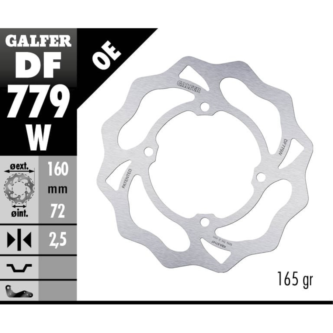 Преден/Заден спирачен диск Galfer WAVE FIXED  DISC WAVE FIXED 160x2,5mm DF779W