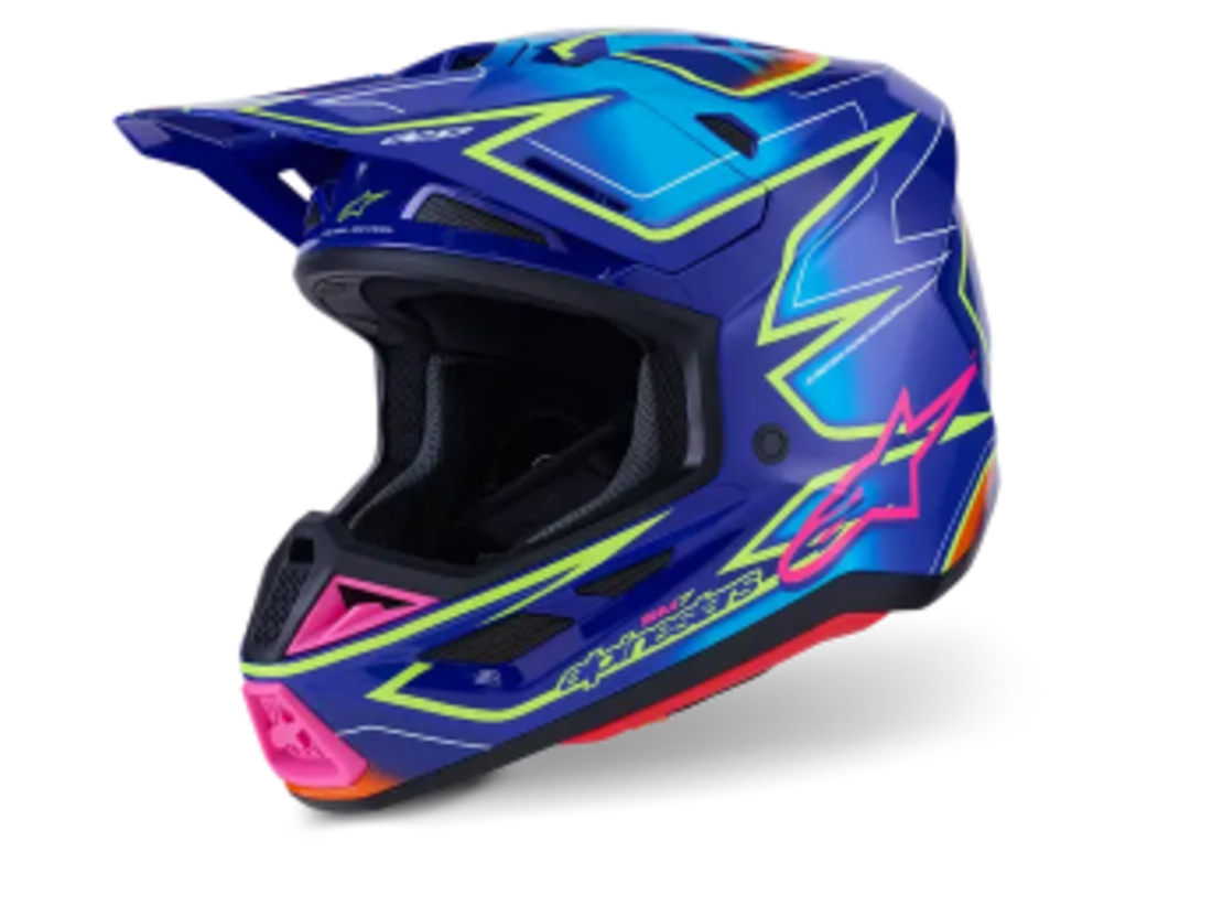 Мотокрос каска ALPINESTARS SM7 CAST BLUE/YELLOW/PINK