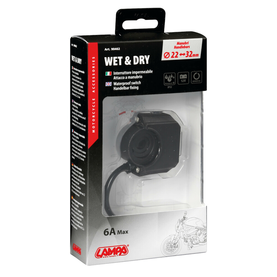 Превключвател на светлини водустойчив 12V-6V с фиксация за кормило - 90462