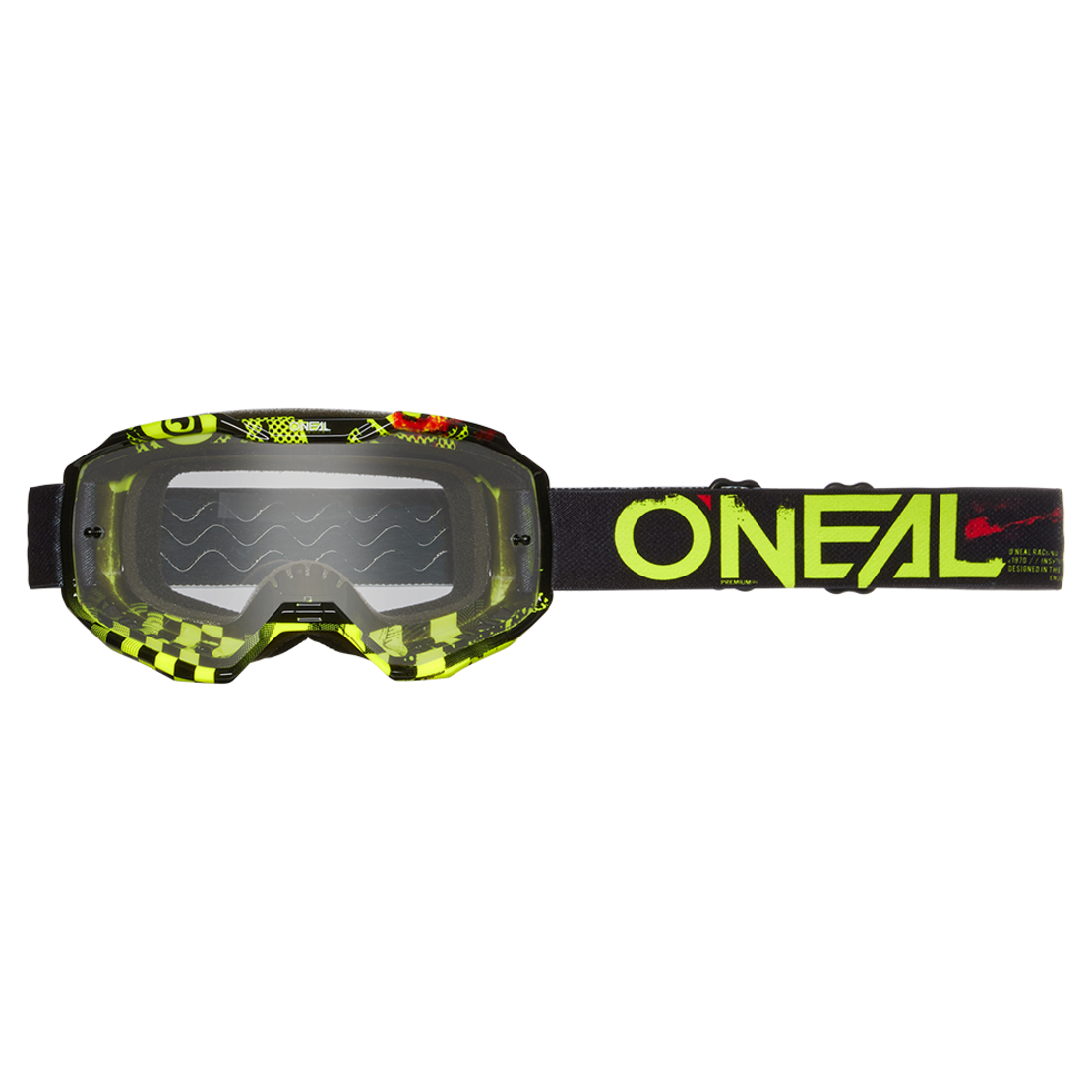 Мотокрос очила O'NEAL B-10 ATTACK BLACK/NEON YELLOW - CLEAR V.24