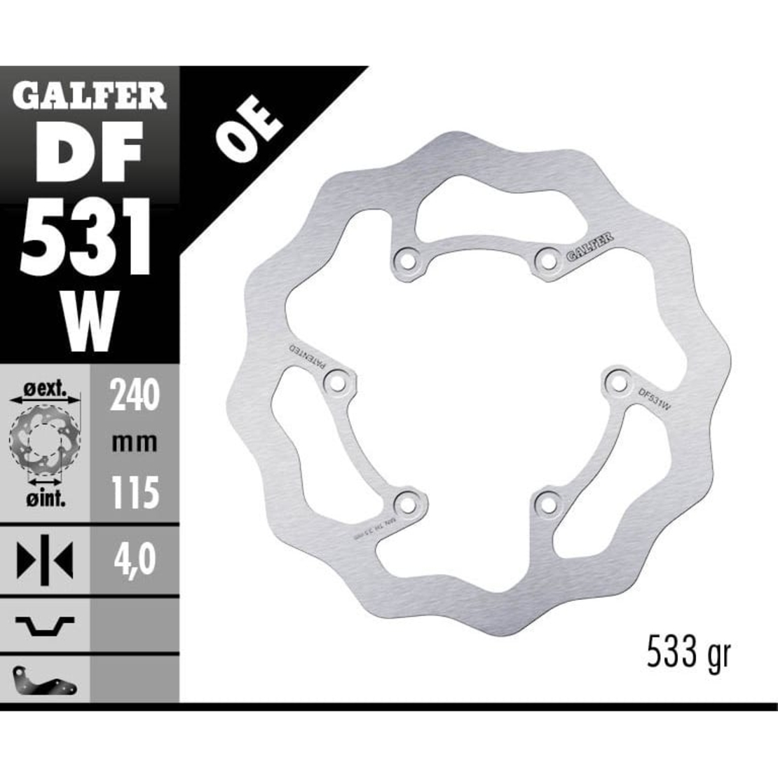 Заден спирачен диск Galfer WAVE FIXED 240x4mm DF531W
