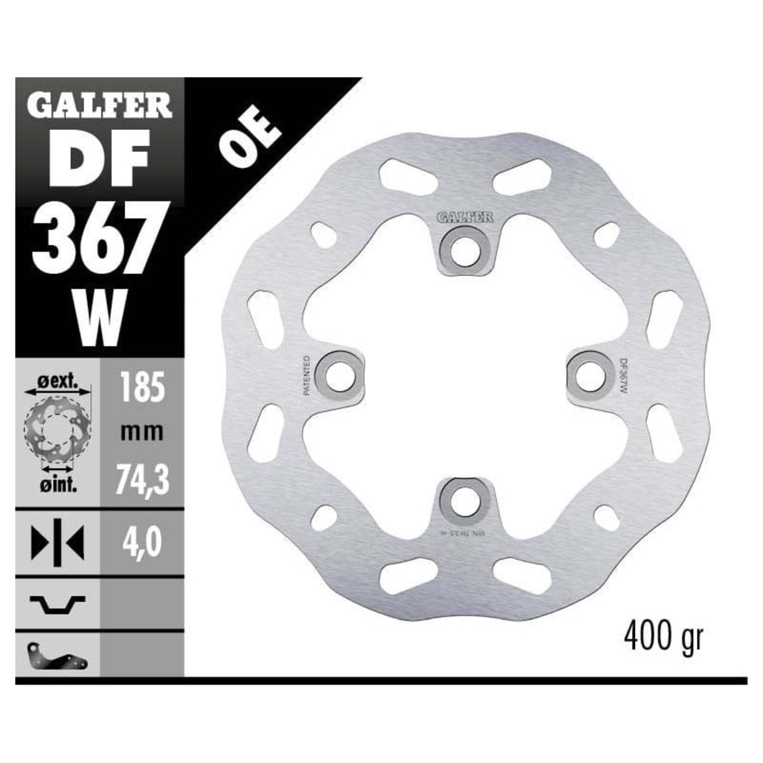 Заден спирачен диск Galfer WAVE FIXED  DISC WAVE FIXED 185x4mm DF367W