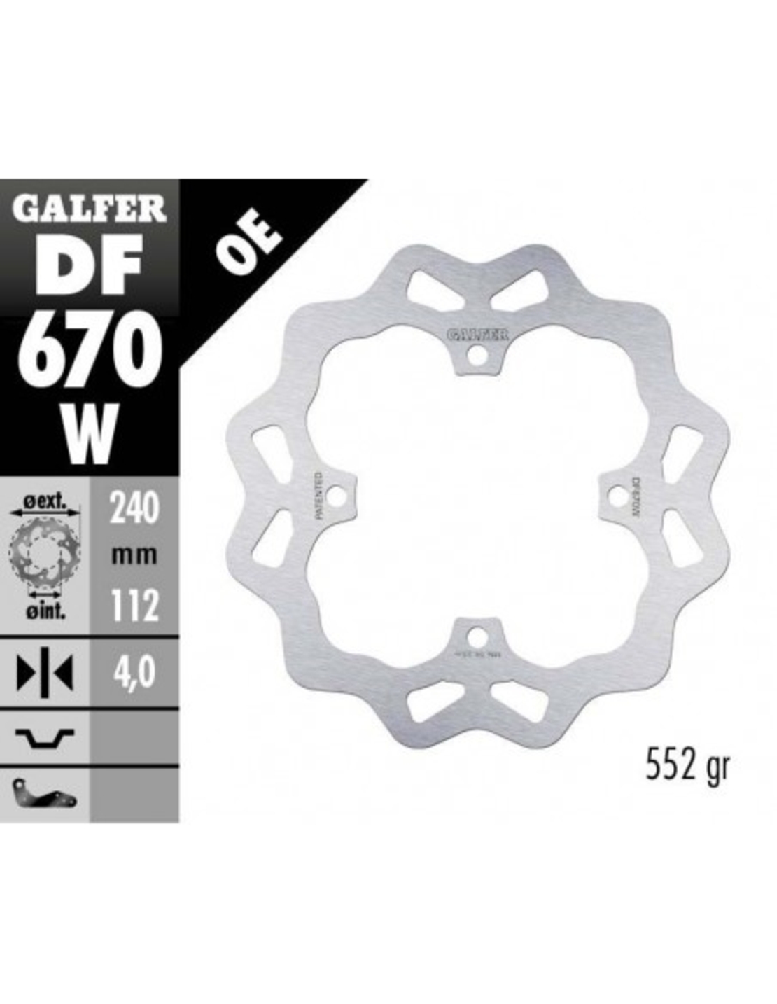 Заден спирачен диск Galfer WAVE FIXED  DISC WAVE FIXED 240x4mm DF670W