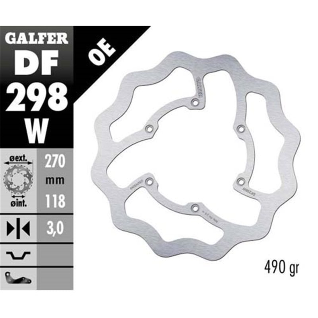 Преден спирачен диск Galfer WAVE FIXED 270x3mm DF298W