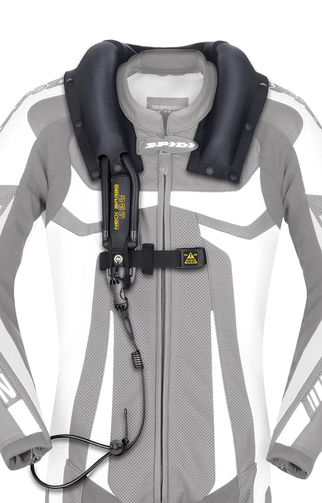 Кожен мото екип с гърбица SPIDI T-2 Neck Dps Airbag ACID GREEN/BLACK