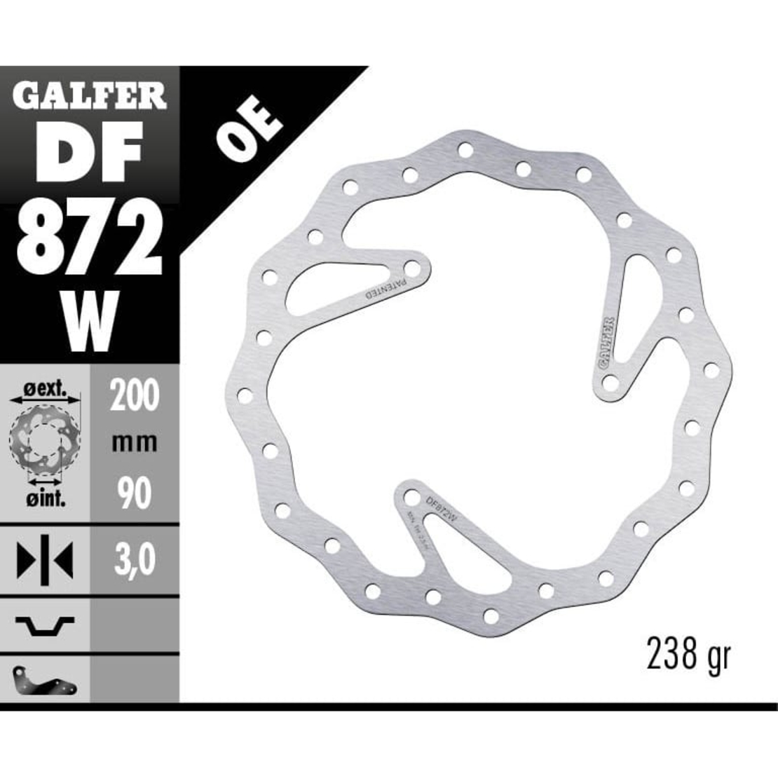 Преден спирачен диск Galfer BRAKE TRACK WAVE 200x3mm DF872W