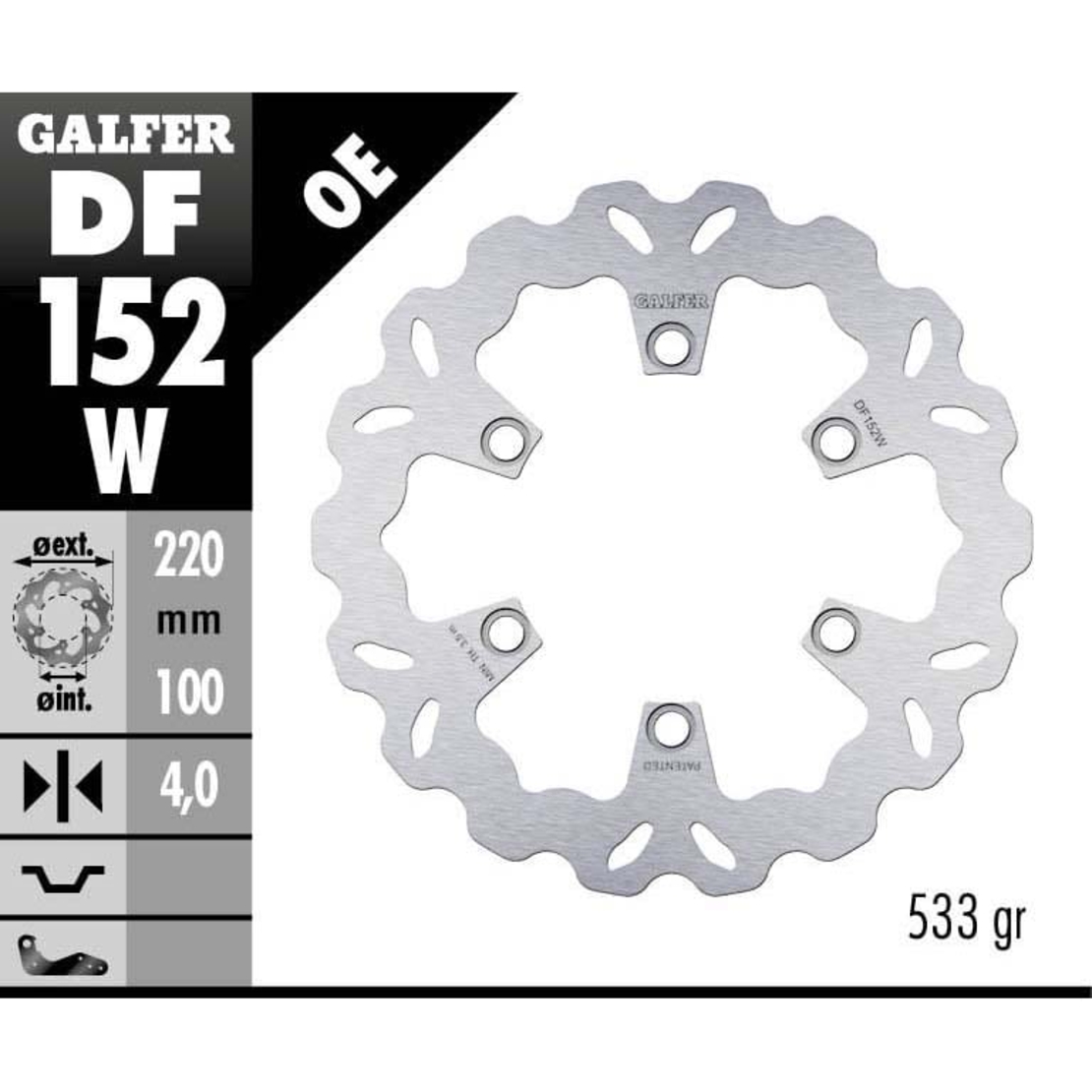 Заден спирачен диск Galfer WAVE FIXED  DISC WAVE FIXED 220x4mm DF152W