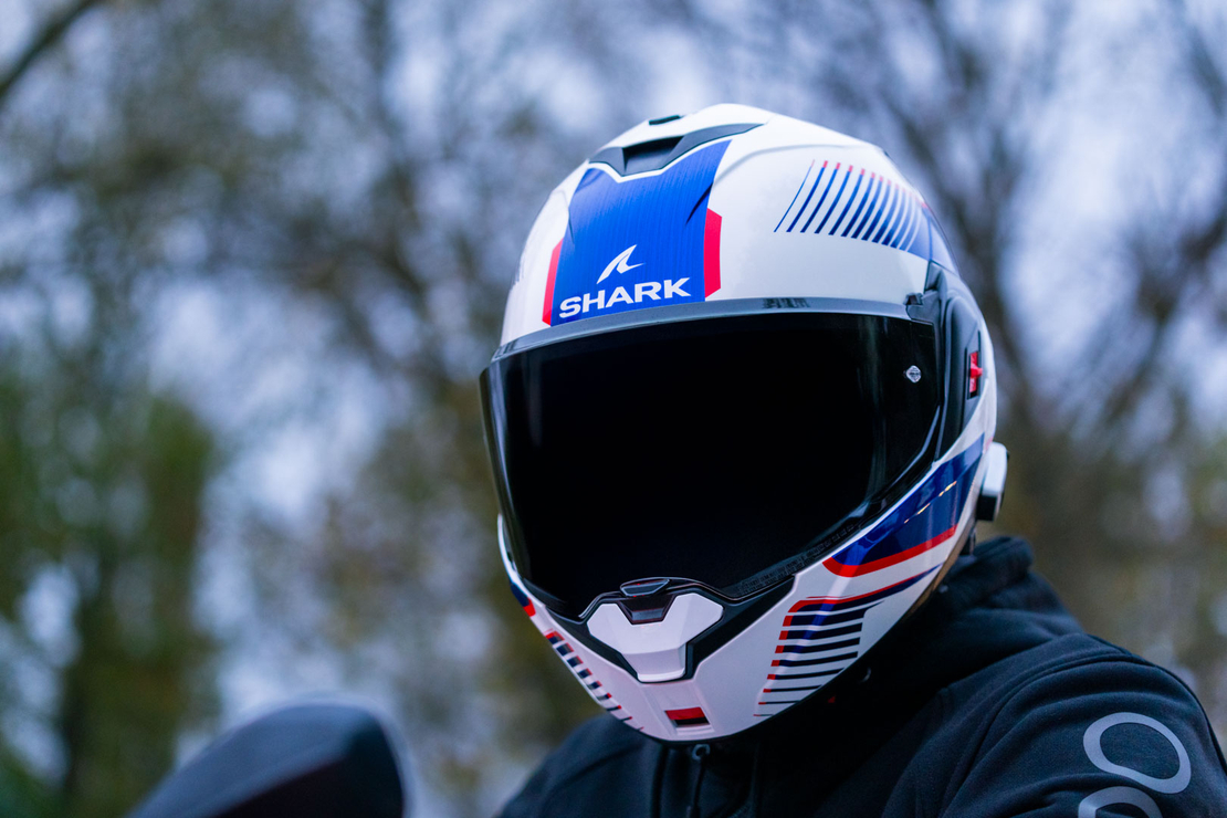 Модуларна каска SHARK OXO SIKTER White Chrome Blue