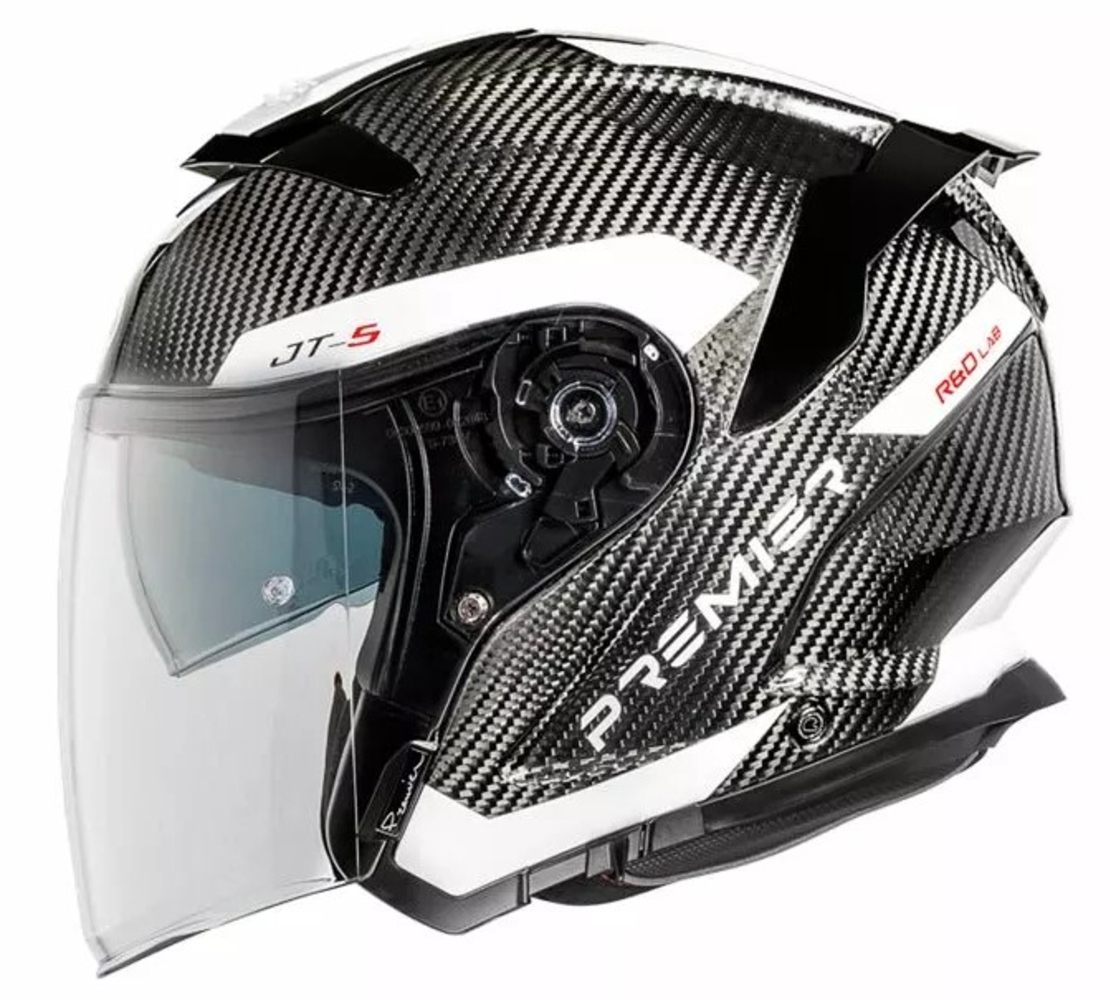 Скутерова каска Premier JT5 Carbon MA 8 BLACK/WHITE