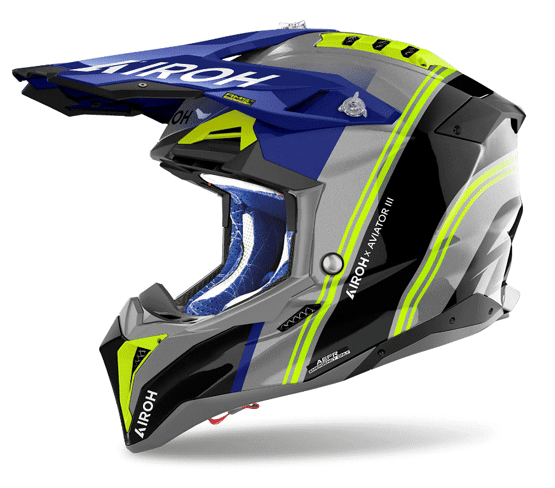 Каска AIROH AVIATOR 3 HIMA BLUE YELLOW