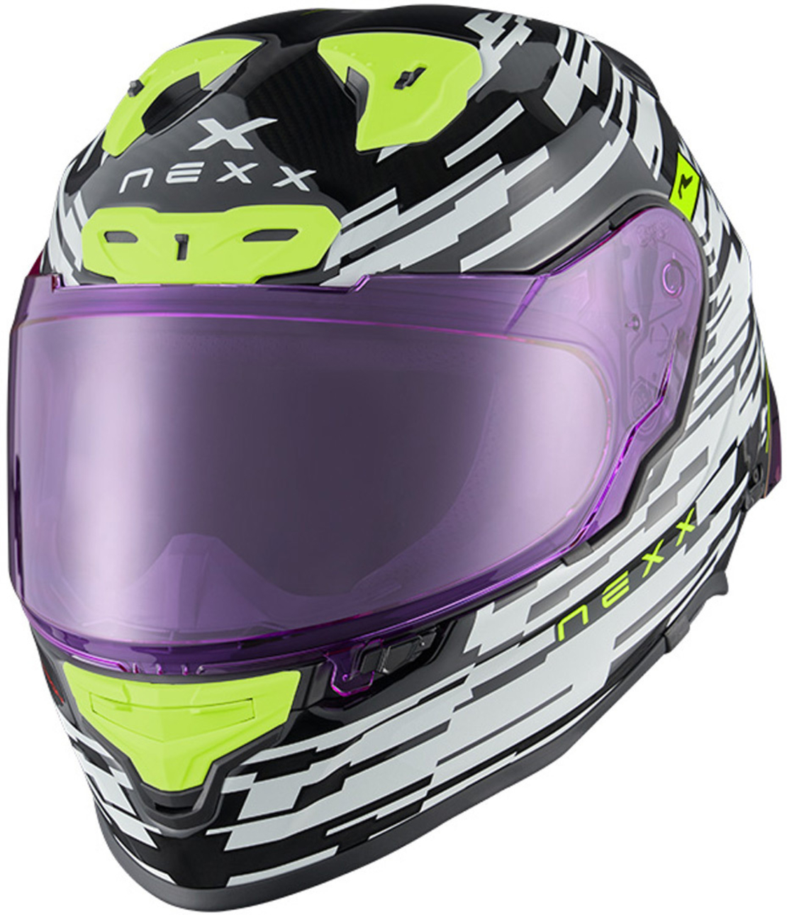 Каска NEXX X.R3R GLITCH RACER WHITE/NEON