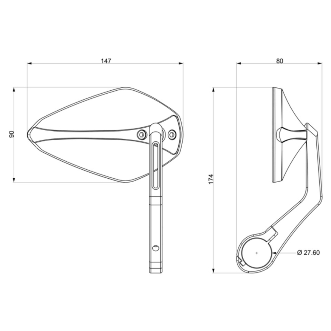 Огледала за мотор BARRACUDA X-VERSION RETROBAR END BLACK (PAIR)