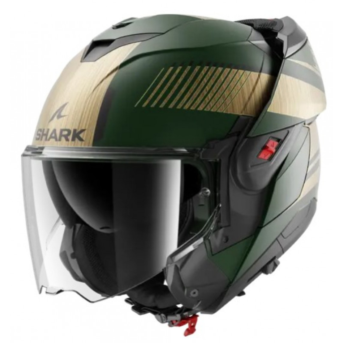 Модуларна каска SHARK OXO SIKTER Mat Green Chrome Gold