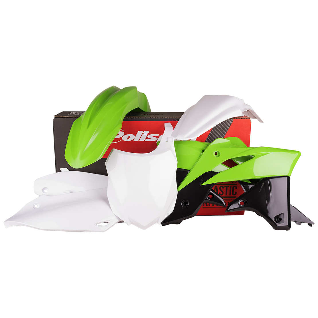 Пластмасов MX кит Polisport за Kawasaki  KX250-2013-16 White/Green OEM Color 14-15
