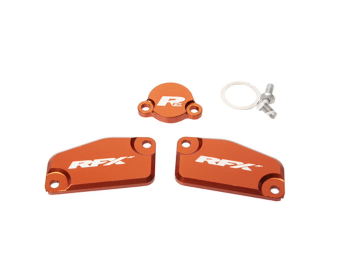 Комплект капаци RFX Pro Reservoir Cap Kit Kit (Orange) - KTM SX65/85 (Formula Brake and Clutch)