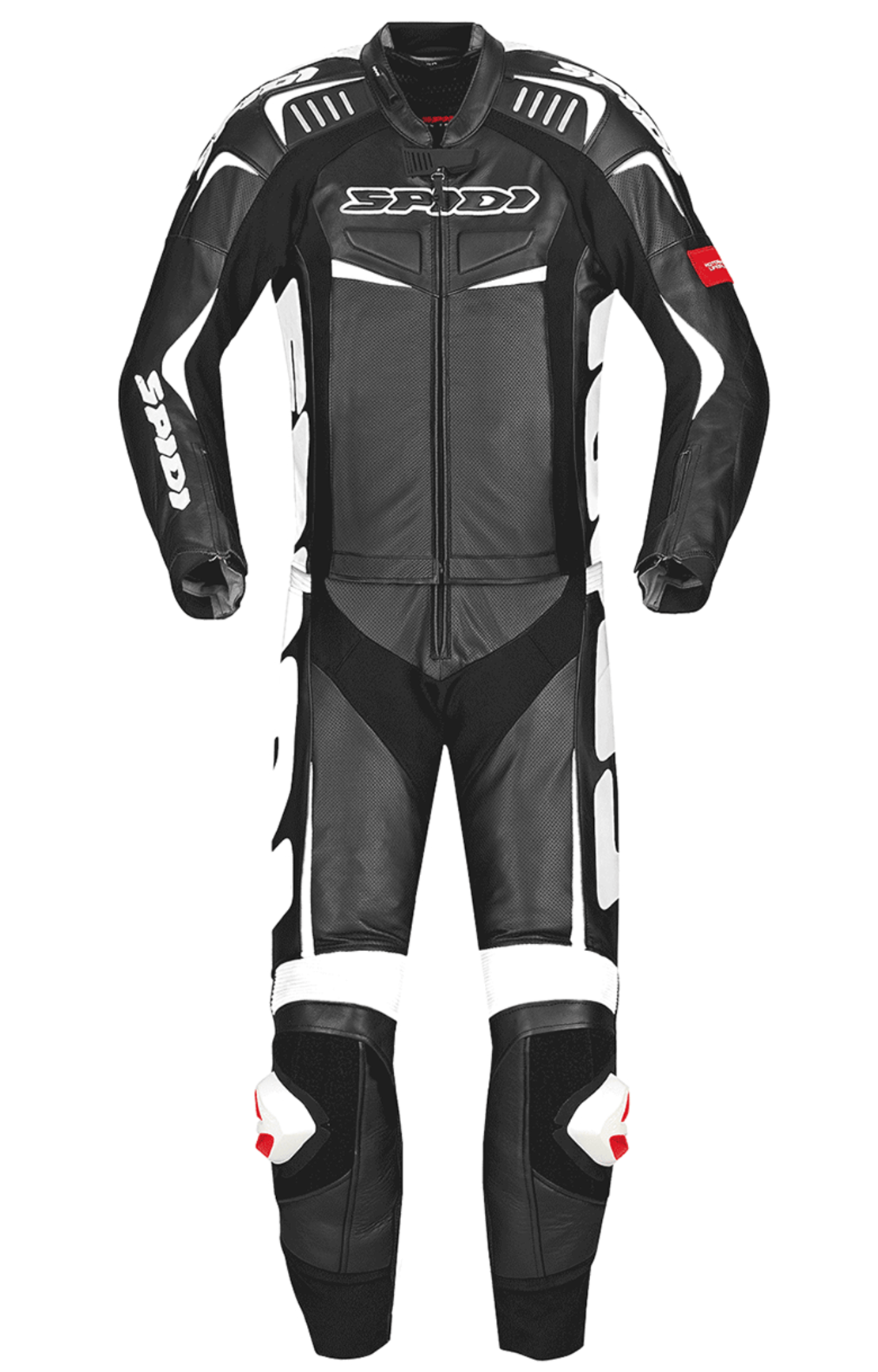Кожен мото екип с гърбица от две части SPIDI TRACK TOURING BLACK/WHITE