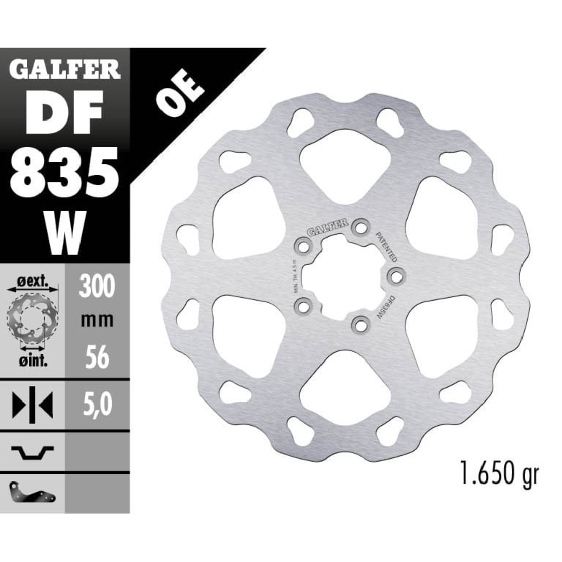 Преден спирачен диск Galfer BRAKE TRACK WAVE 300x5mm DF835W