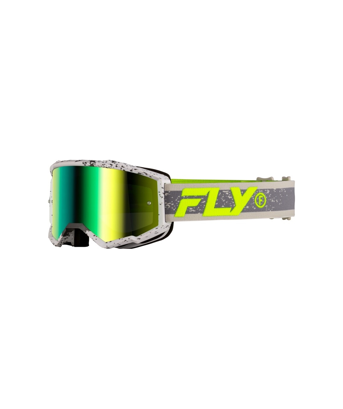 Мотокрос очила FLY RACING Zone Dark Grey/Hi-Vis - Iridiscent Green Mirror Lens 2025