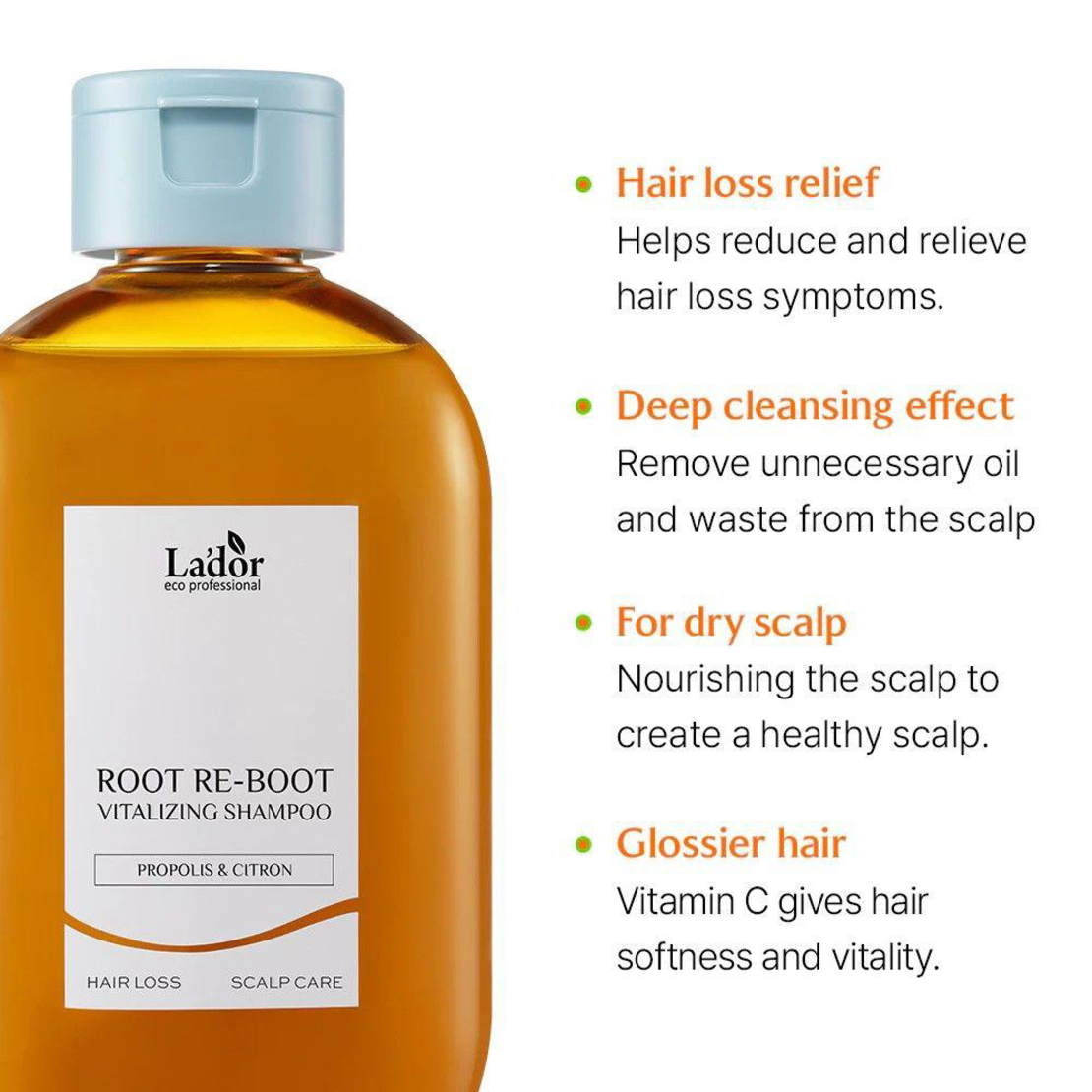 Lador Root Re-Boot Vitalizing Shampoo (Propolis & Citron) 300ml