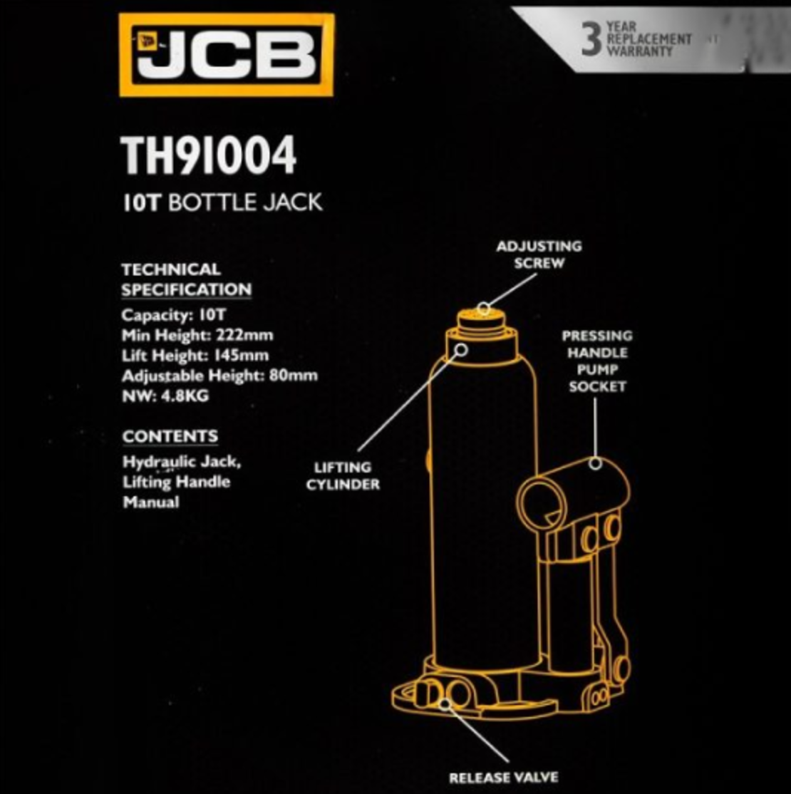 ХИДРАВЛИЧЕН КРИК ТИП БУТИЛКА 10 ТОНА JCB