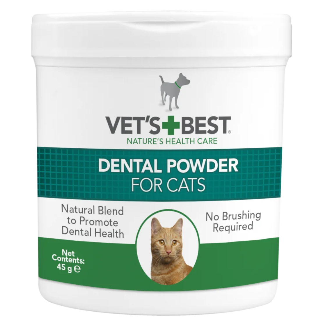 Vet's Best Dental Powder Cat дентална пудра за котки с водорасли и Спирулина, 45 г