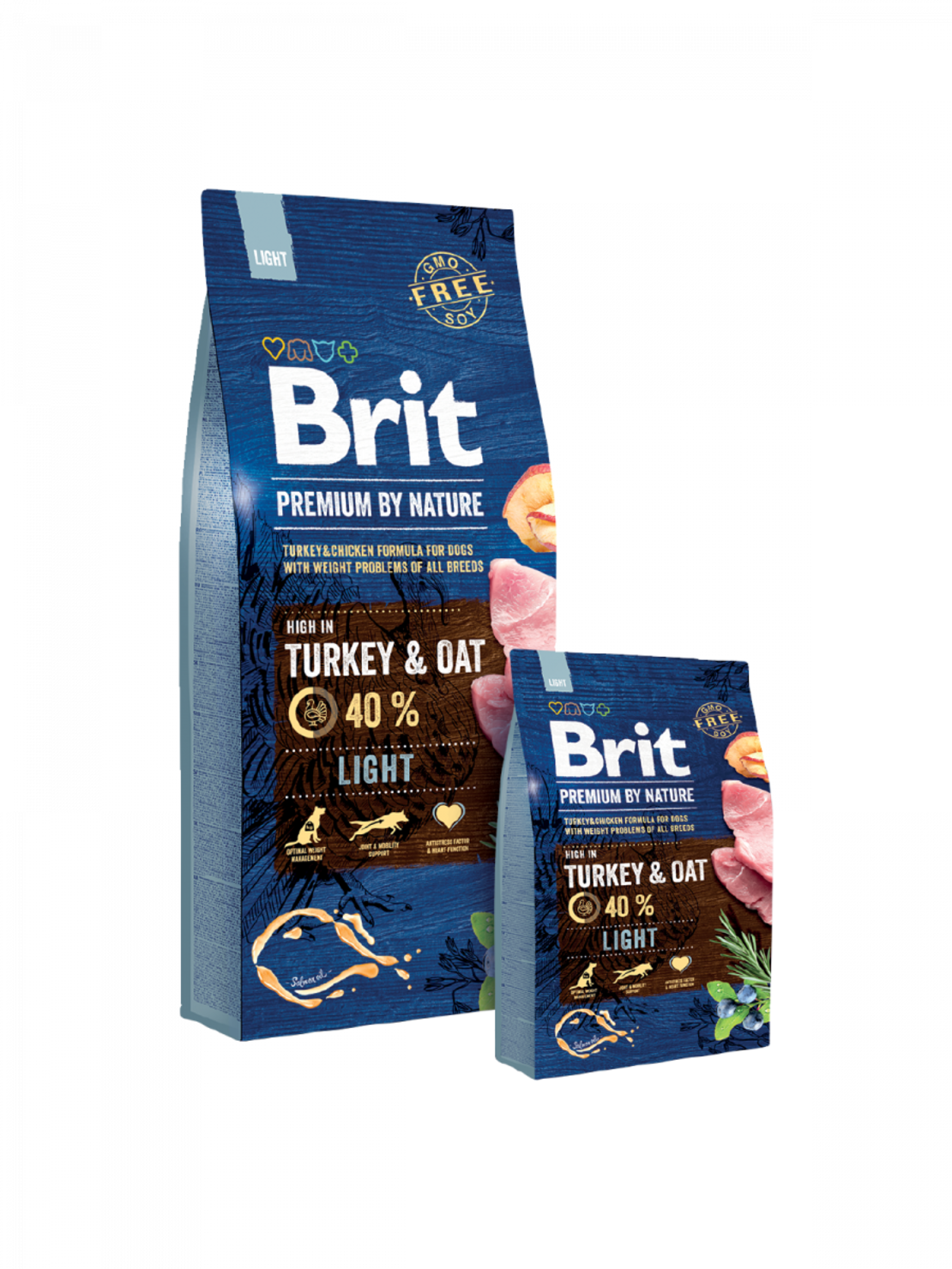 Суха храна за кучета BRIT PREMIUM LIGHT BY NATURE с 40% прясно пуешко месо 3 кг.