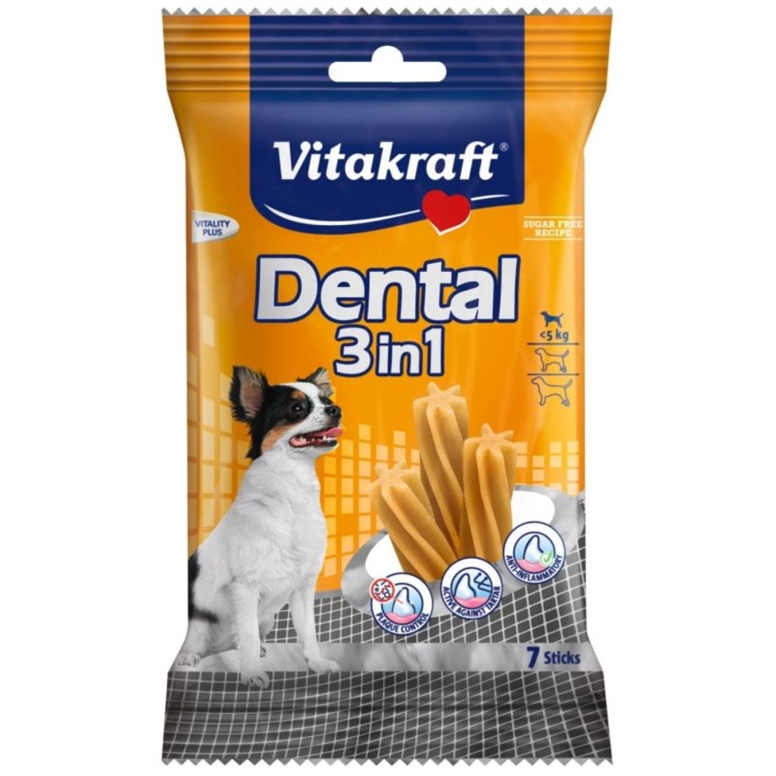 Vitakraft , DENTAL 3 in 1 Extra Small Дентални солети за кучета. Контрол на плаката и зъбния камък. За кучета с тегло под 5 кг.