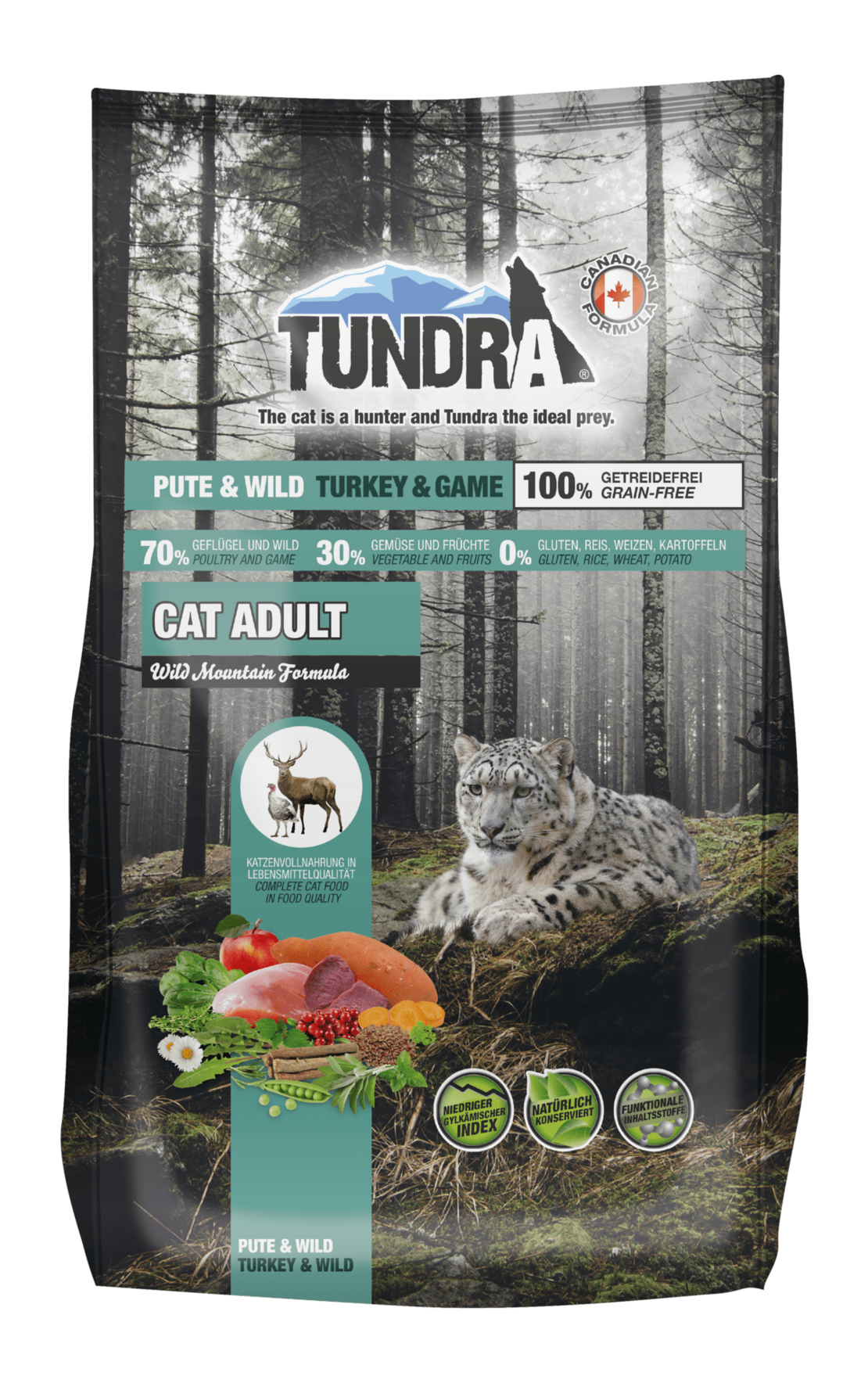 Tundra суха храна с пуйка и дивеч за израснали котки -  1.45 кг