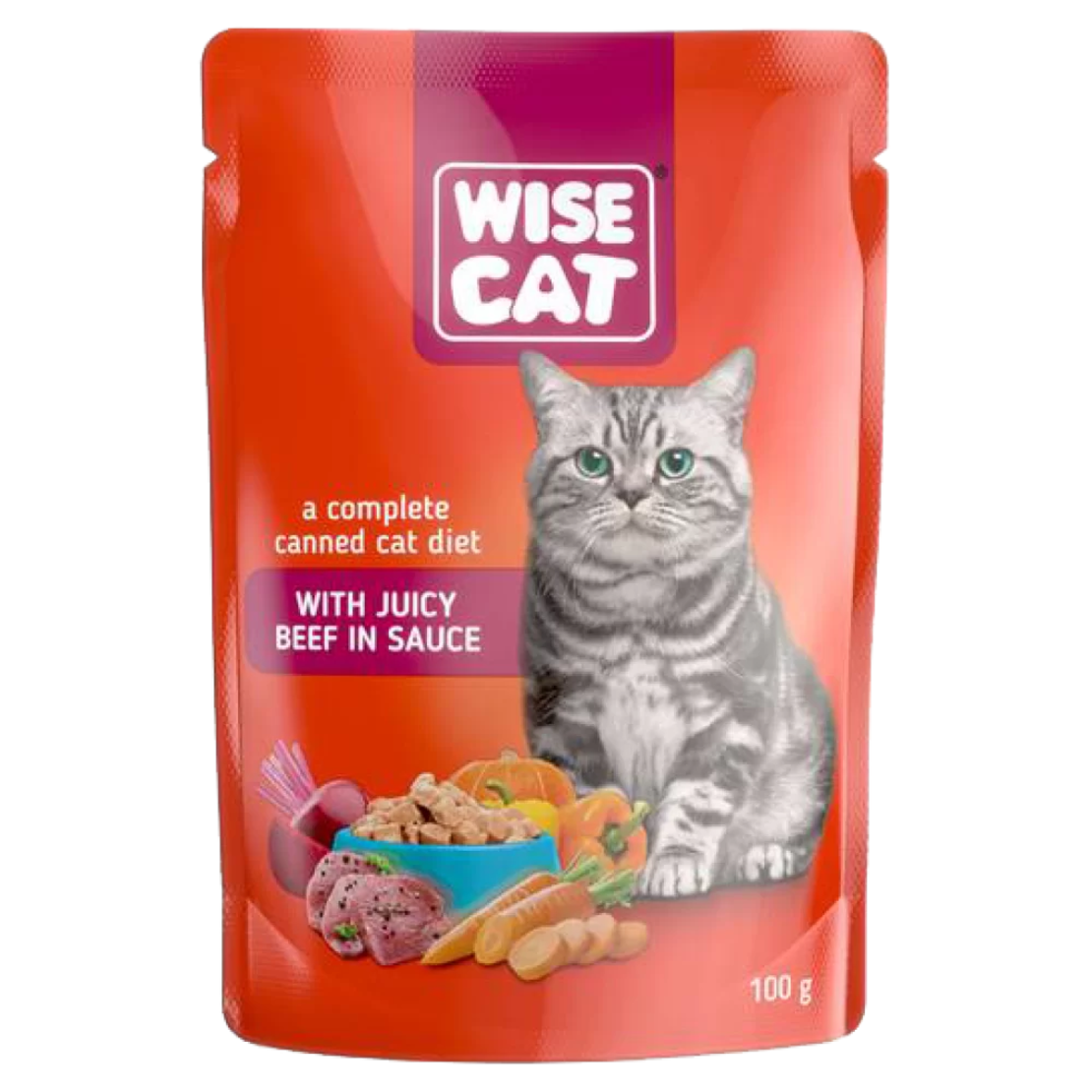 WISE CAT пауч за котки парченца говеждо в сос 100 г