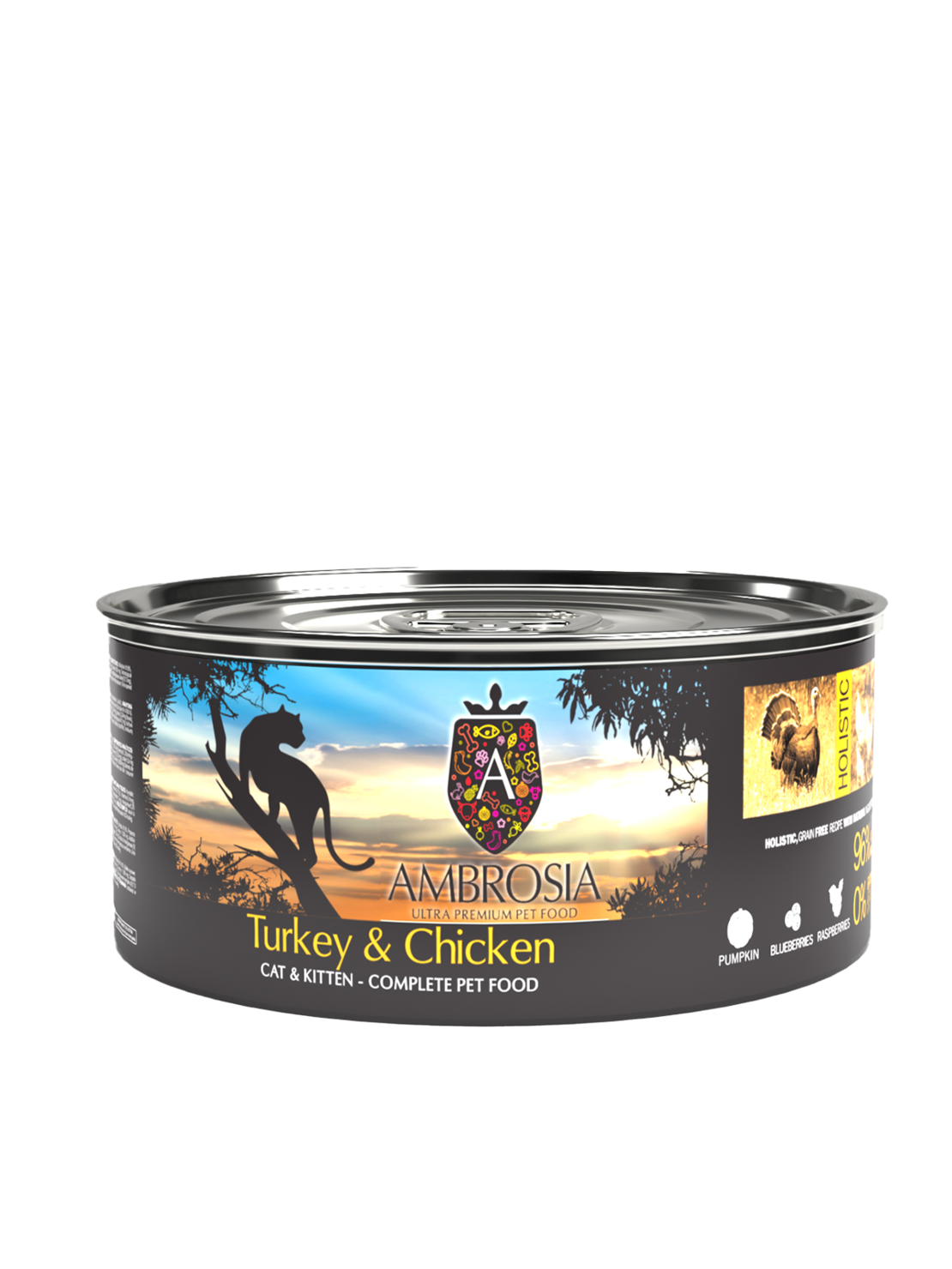 Ambrosia Kitten & Cat с Пуйка и Пиле здравословна храна за малки котенца и възрастни котки над 12 месечна възраст 150гр.