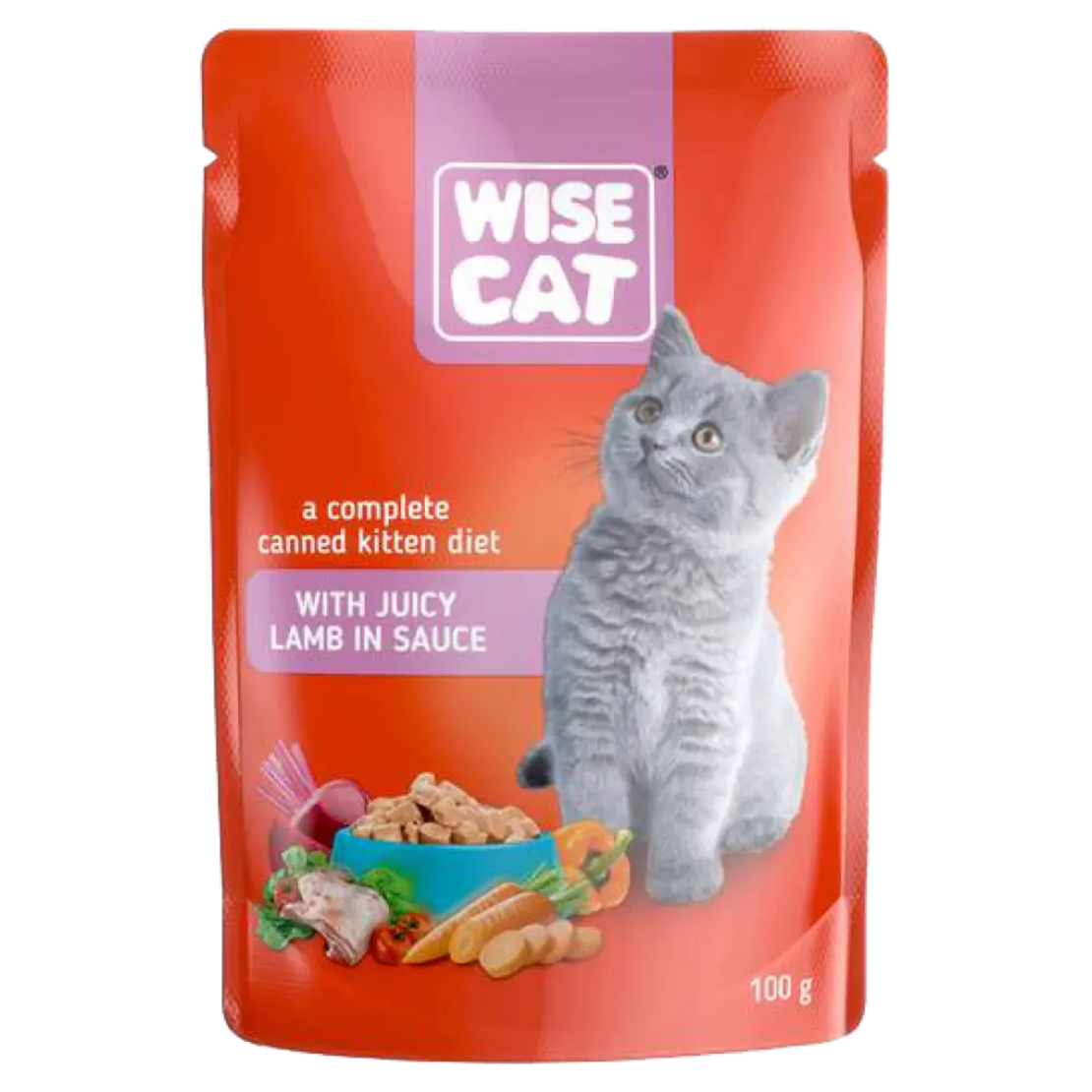 WISE CAT пауч за малки котенца парченца агнешко в сос 100 г