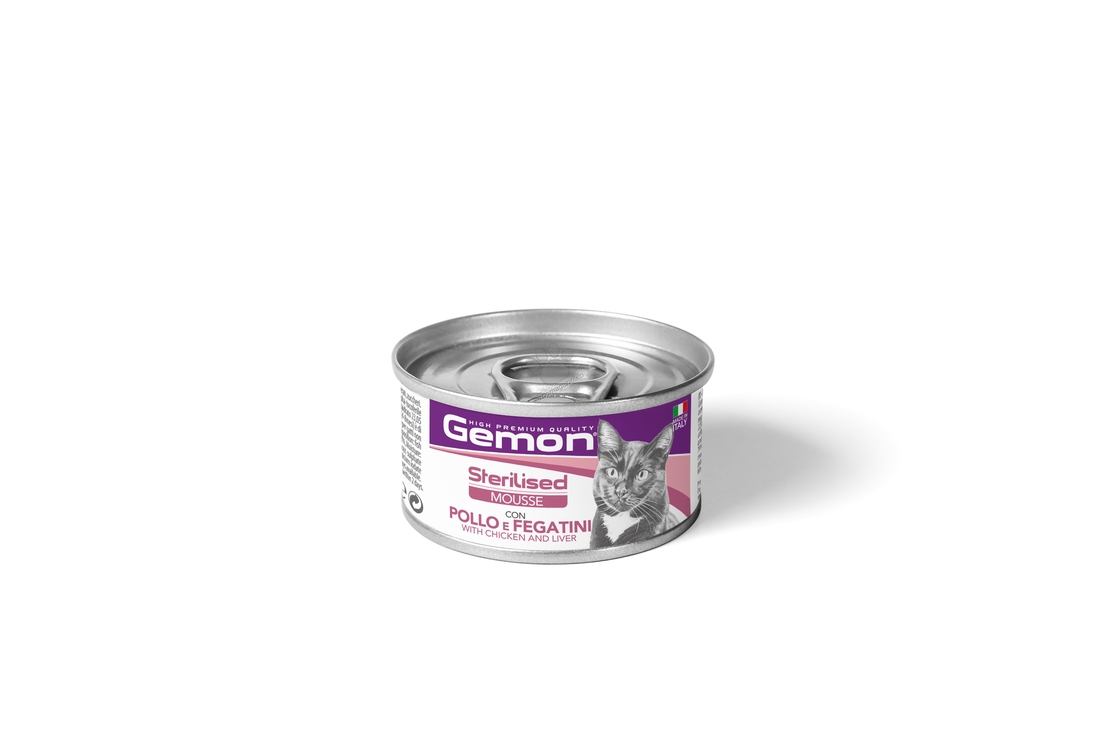 МУС GEMON Sterilised CAT 85g Chicken&LIVER - за кастрирани котки с пиле и черен дроб