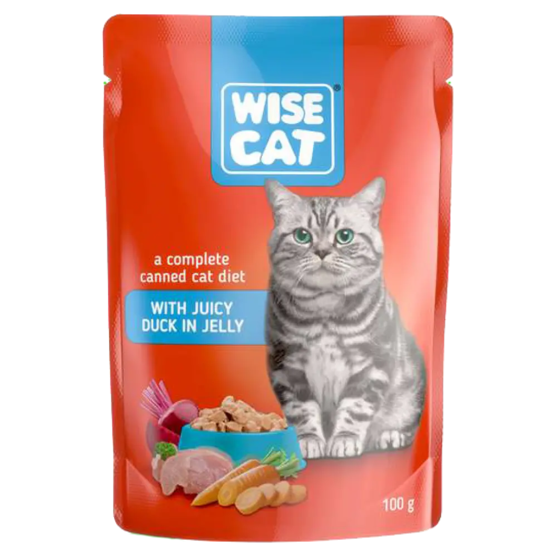 WISE CAT пауч за котки парченца патешко в сос 100 г