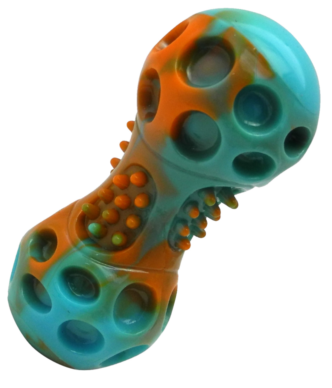 GimDog® PLANET DUMBBELL - Играчка за кучета – ГИРА „ПЛАНЕТА“. Подходяща за носене, отвътре с пищялка, размер „S“. Помага за почистване на зъбите и упражняване на челюстните мускули.
