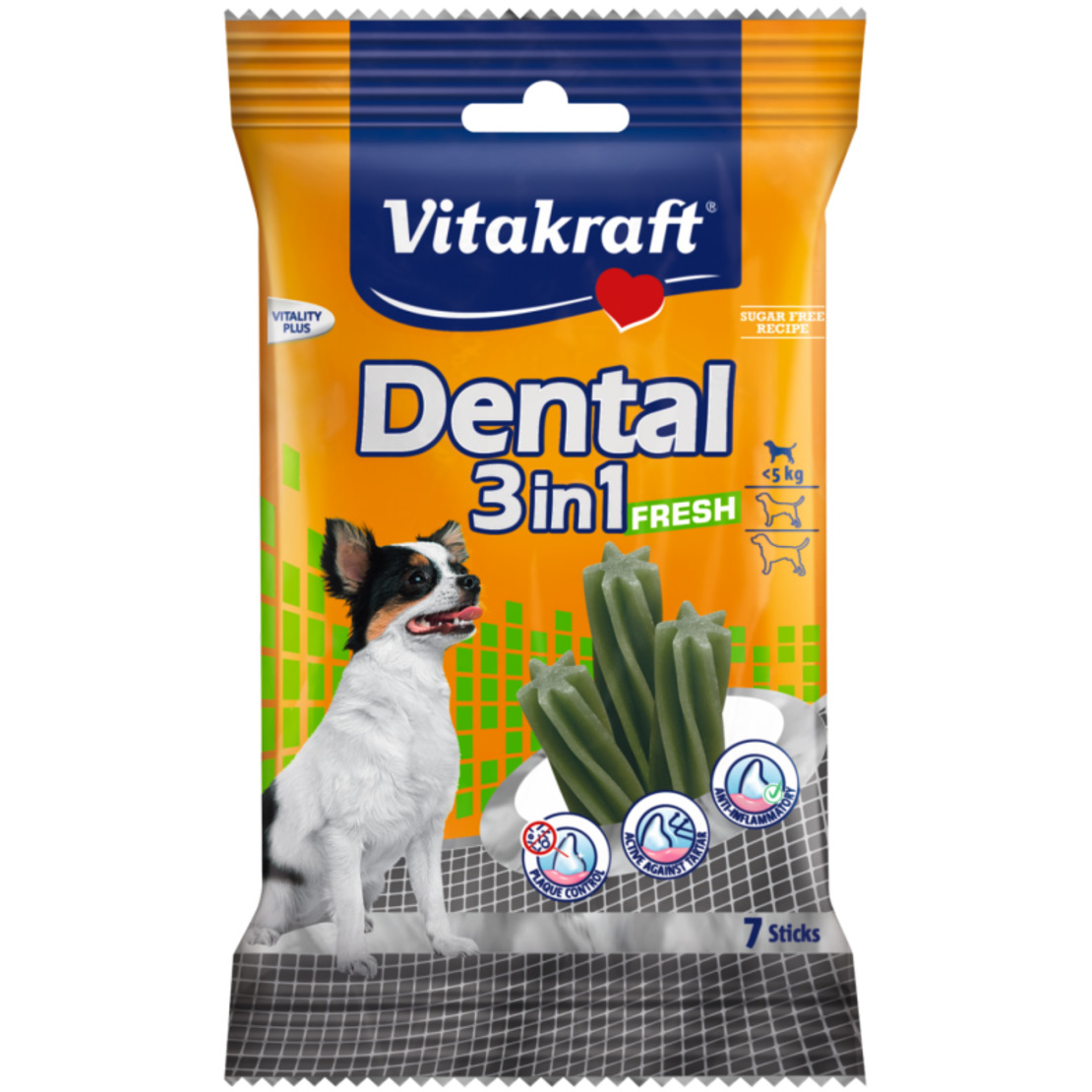 Устна хигиена за кучета < 5кг с мента - Vitakraft Dental 3in1 Fresh ExtraSmall 7бр