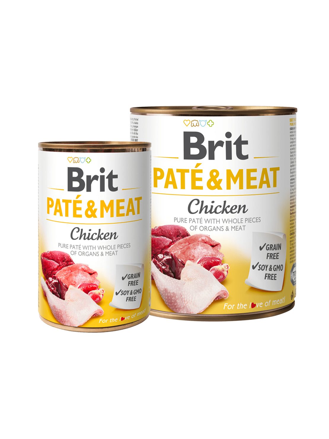 BRIT PATÉ & MEAT – CHICKEN – консервирана храна за кучета с 28% прясно пилешко месо и 22% телешко 0.800 кг.