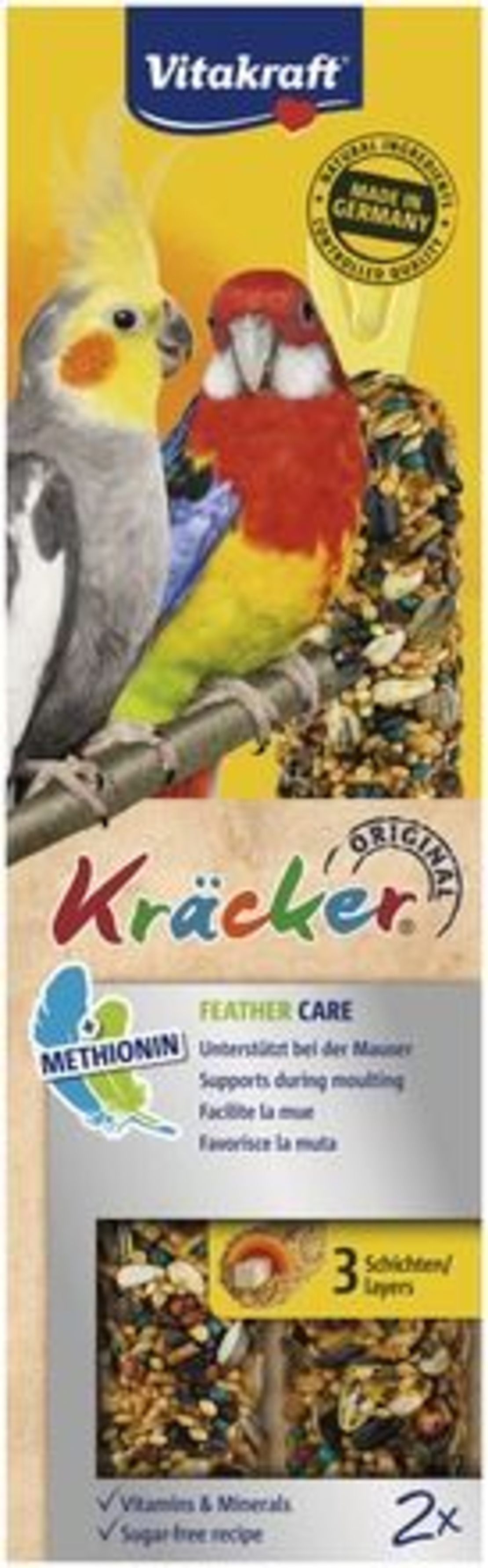 Vitakraft ® Kräcker ® - Оригинален Крекер на Витакрафт за ОПЕРЕНИЕ, 2 бр., за СРЕДНИ ПАПАГАЛИ