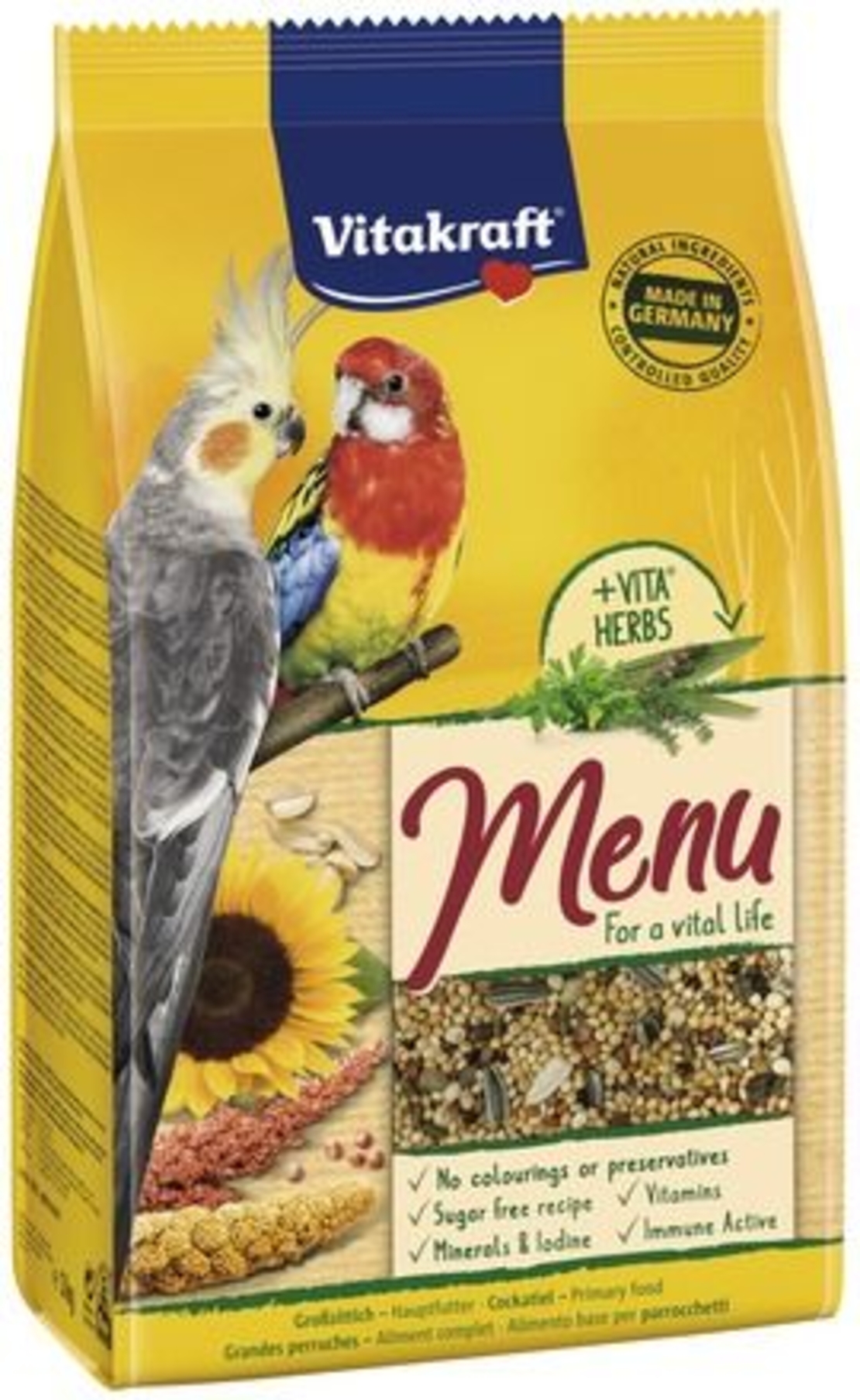 Vitakraft® МЕНЮ ЗА СРЕДЕН ПАПАГАЛ, + VITA®HERBS* 1кг
