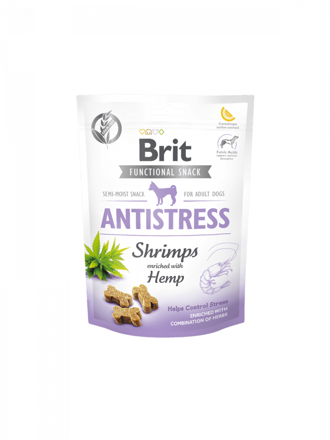 Brit Care Dog Functional Snack Antistress Shrimps – антистрес лакомство със скариди и коноп 150гр. 0.150 кг.