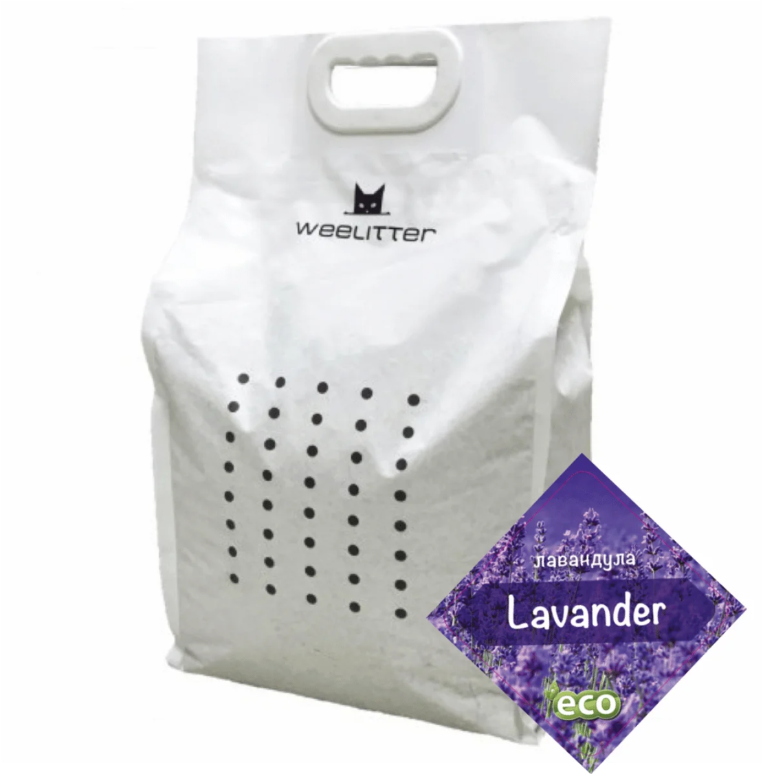 WeeLitter Lavander - Натурална, биоразградима соева котешка тоалетна, Лавандула - 18л