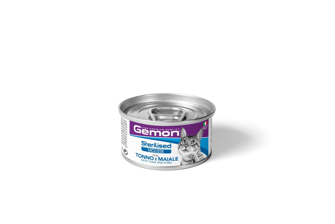 МУС GEMON Sterilised CAT 85g TUNA&PORK - за кастрирани котки с риба тон и свинско