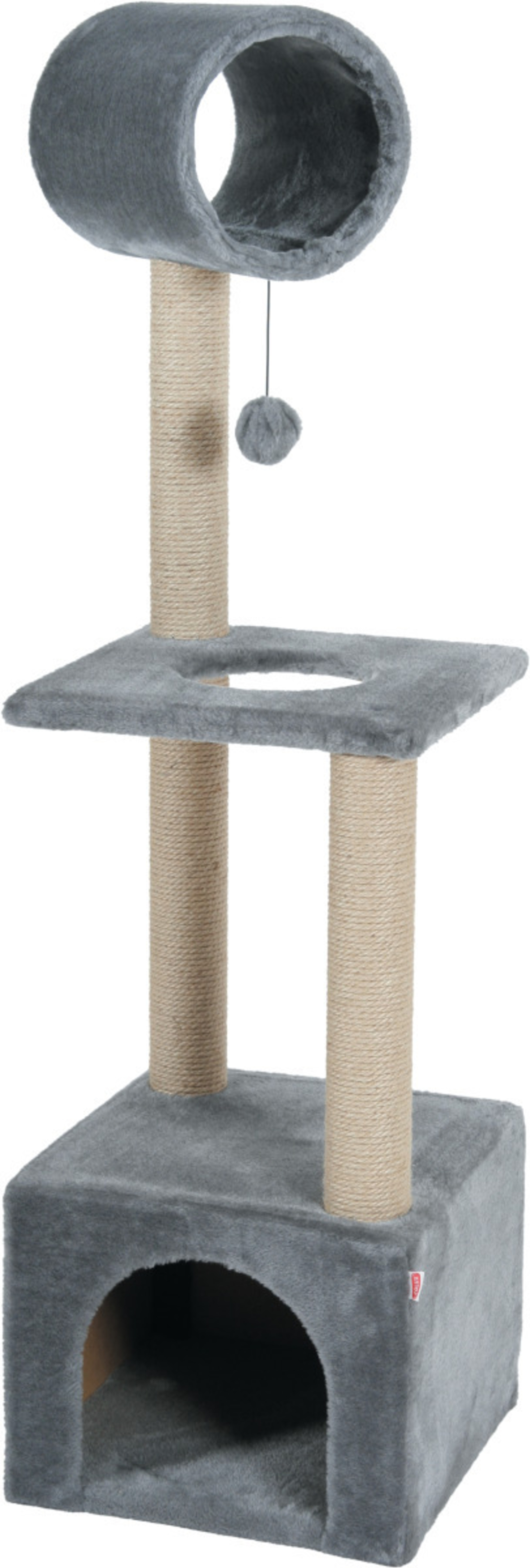 Драскалка Zolux TRIO CAT TREE с къщичка и три зони, 41см х 47см х 124 см Сив