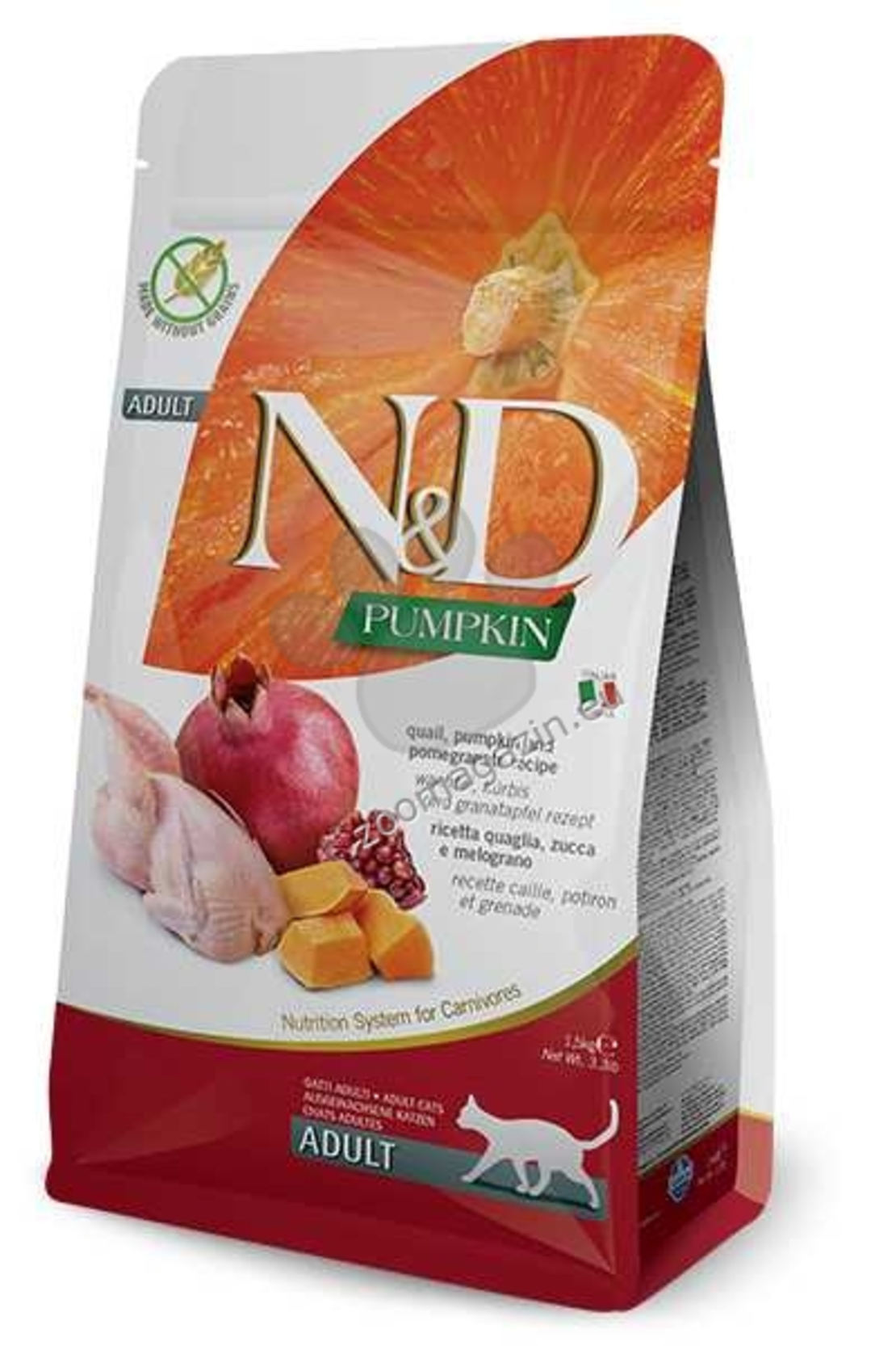 N&D CAT ADULT PUMPKIN 1.5kg коте,тиква с пъдпъдък и нар